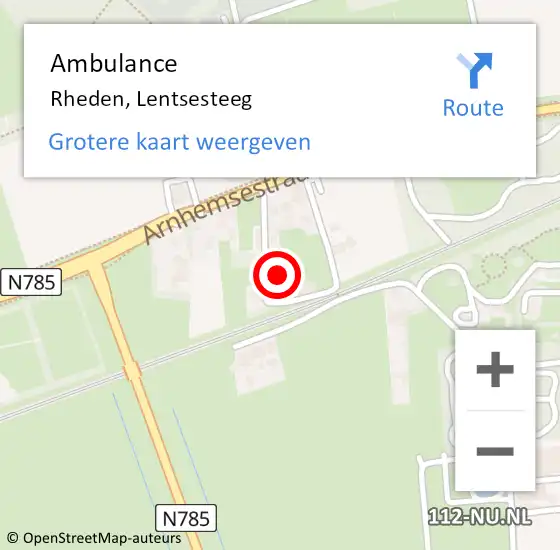 Locatie op kaart van de 112 melding: Ambulance Rheden, Lentsesteeg op 14 september 2015 14:35