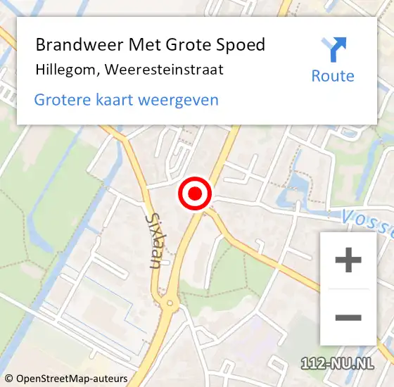 Locatie op kaart van de 112 melding: Brandweer Met Grote Spoed Naar Hillegom, Weeresteinstraat op 14 september 2015 16:13