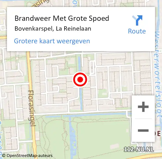 Locatie op kaart van de 112 melding: Brandweer Met Grote Spoed Naar Bovenkarspel, La Reinelaan op 14 september 2015 16:35