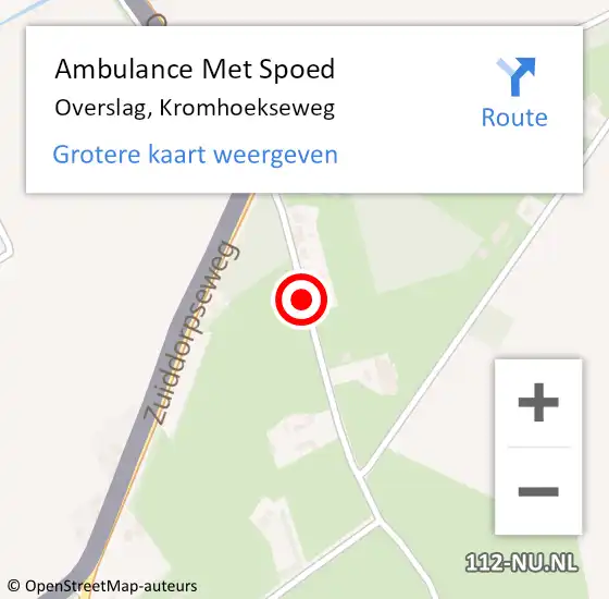 Locatie op kaart van de 112 melding: Ambulance Met Spoed Naar Overslag, Kromhoekseweg op 14 september 2015 16:57