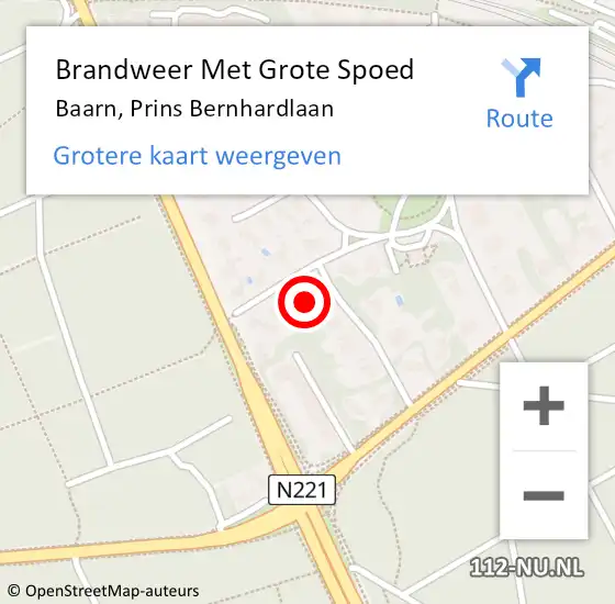 Locatie op kaart van de 112 melding: Brandweer Met Grote Spoed Naar Baarn, Prins Bernhardlaan op 20 november 2013 13:43