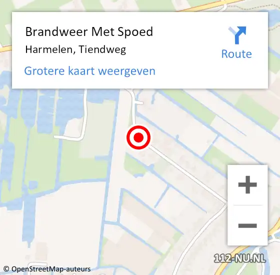 Locatie op kaart van de 112 melding: Brandweer Met Spoed Naar Harmelen, Tiendweg op 14 september 2015 17:27