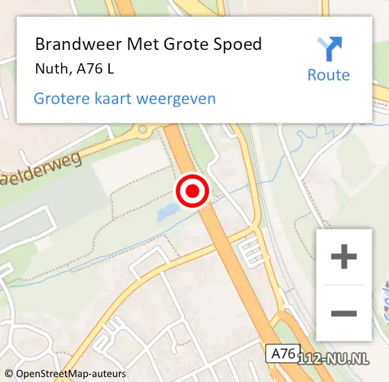 Locatie op kaart van de 112 melding: Brandweer Met Grote Spoed Naar Nuth, A76 L op 14 september 2015 18:35