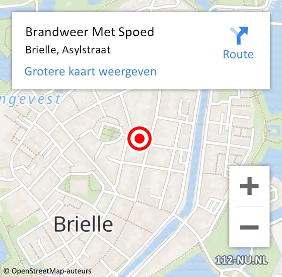 Locatie op kaart van de 112 melding: Brandweer Met Spoed Naar Brielle, Asylstraat op 14 september 2015 19:30