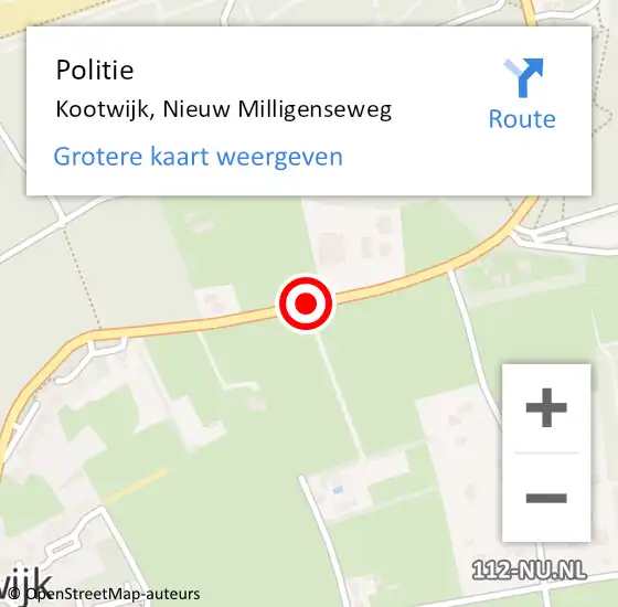 Locatie op kaart van de 112 melding: Politie Kootwijk, Nieuw Milligenseweg op 14 september 2015 22:14