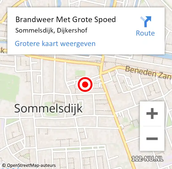 Locatie op kaart van de 112 melding: Brandweer Met Grote Spoed Naar Sommelsdijk, Dijkershof op 15 september 2015 06:46