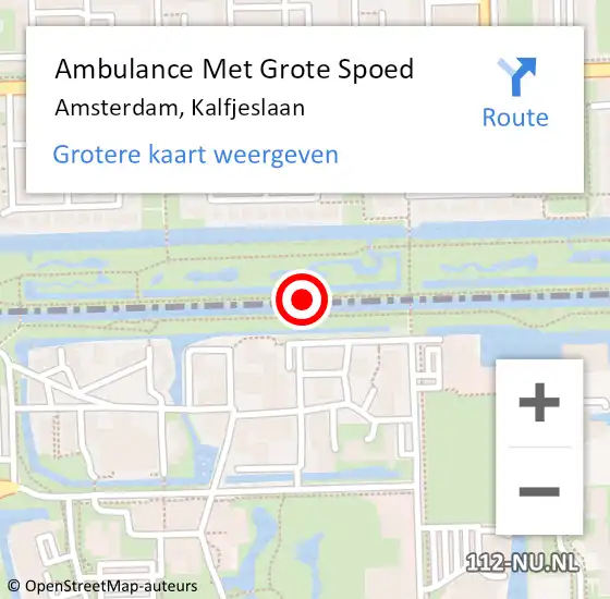 Locatie op kaart van de 112 melding: Ambulance Met Grote Spoed Naar Amsterdam, Kalfjeslaan op 15 september 2015 08:19