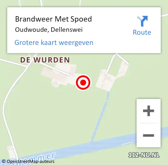 Locatie op kaart van de 112 melding: Brandweer Met Spoed Naar Oudwoude, Dellenswei op 15 september 2015 08:56