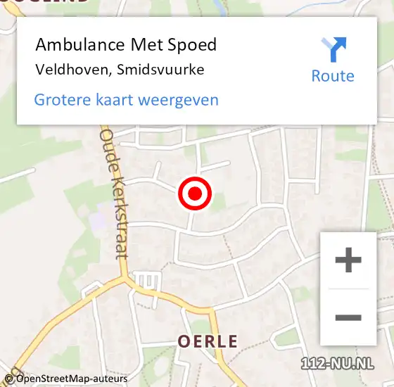 Locatie op kaart van de 112 melding: Ambulance Met Spoed Naar Veldhoven, Smidsvuurke op 15 september 2015 09:09
