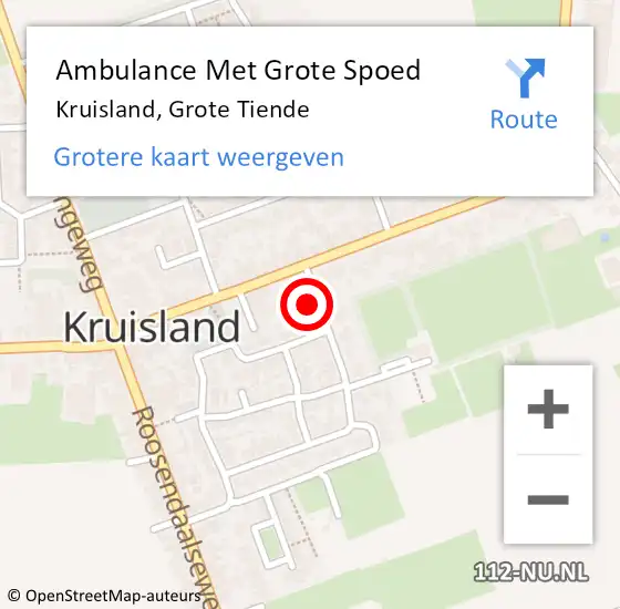 Locatie op kaart van de 112 melding: Ambulance Met Grote Spoed Naar Kruisland, Grote Tiende op 15 september 2015 10:07