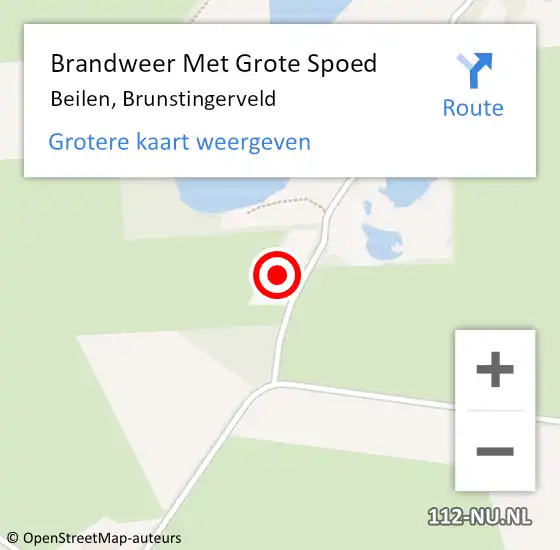 Locatie op kaart van de 112 melding: Brandweer Met Grote Spoed Naar Beilen, Brunstingerveld op 15 september 2015 10:41