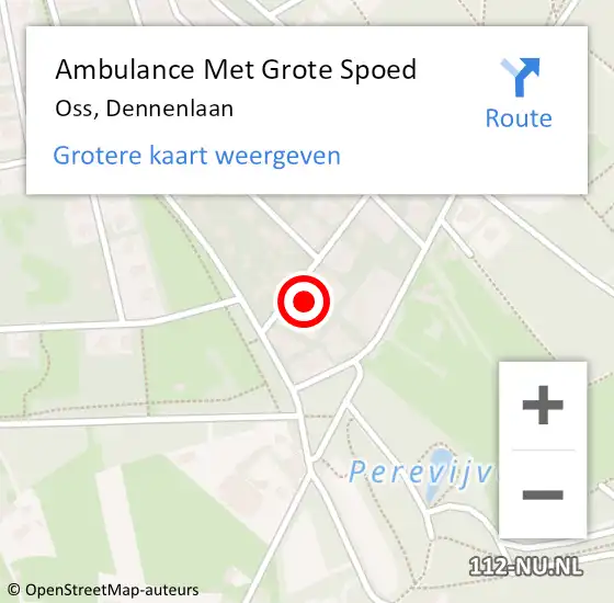 Locatie op kaart van de 112 melding: Ambulance Met Grote Spoed Naar Oss, Dennenlaan op 15 september 2015 11:04
