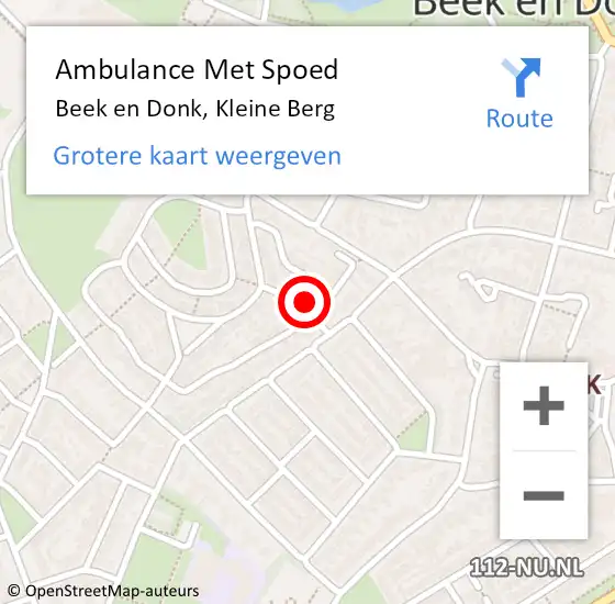 Locatie op kaart van de 112 melding: Ambulance Met Spoed Naar Beek en Donk, Kleine Berg op 15 september 2015 11:31