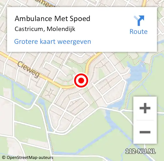 Locatie op kaart van de 112 melding: Ambulance Met Spoed Naar Castricum, Molendijk op 15 september 2015 11:58