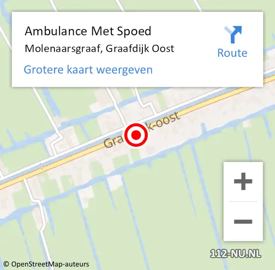 Locatie op kaart van de 112 melding: Ambulance Met Spoed Naar Molenaarsgraaf, Graafdijk Oost op 15 september 2015 12:46