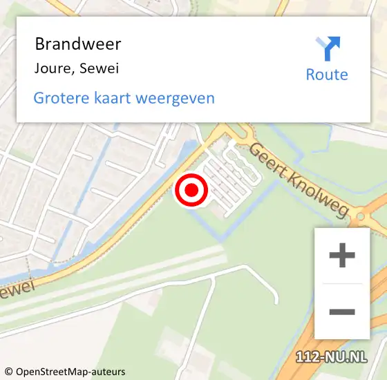 Locatie op kaart van de 112 melding: Brandweer Joure, Sewei op 15 september 2015 14:17