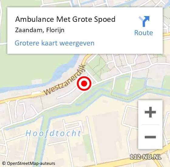 Locatie op kaart van de 112 melding: Ambulance Met Grote Spoed Naar Zaandam, Florijn op 15 september 2015 15:12