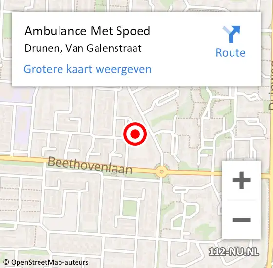 Locatie op kaart van de 112 melding: Ambulance Met Spoed Naar Drunen, Van Galenstraat op 15 september 2015 15:47