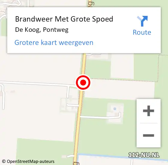 Locatie op kaart van de 112 melding: Brandweer Met Grote Spoed Naar De Koog, Pontweg op 15 september 2015 16:38