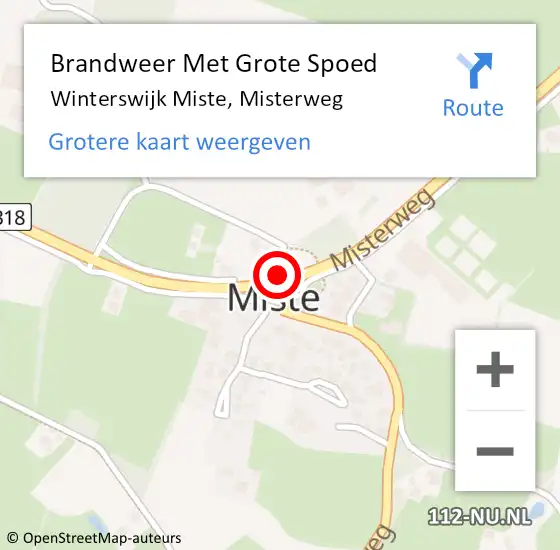 Locatie op kaart van de 112 melding: Brandweer Met Grote Spoed Naar Winterswijk Miste, Misterweg op 15 september 2015 17:10