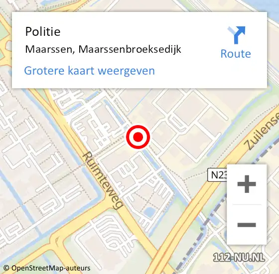 Locatie op kaart van de 112 melding: Politie Maarssen, Maarssenbroeksedijk op 15 september 2015 19:58