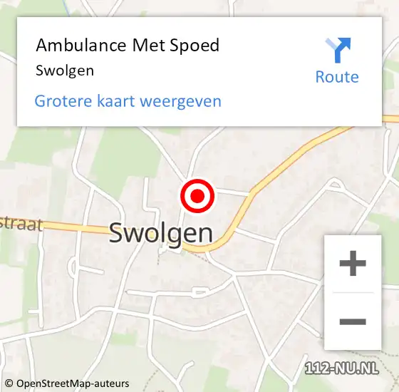 Locatie op kaart van de 112 melding: Ambulance Met Spoed Naar Swolgen op 15 september 2015 22:10