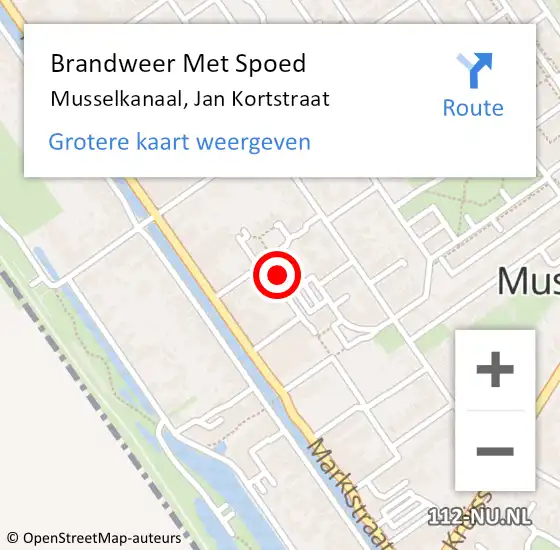 Locatie op kaart van de 112 melding: Brandweer Met Spoed Naar Musselkanaal, Jan Kortstraat op 20 november 2013 15:59