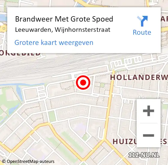 Locatie op kaart van de 112 melding: Brandweer Met Grote Spoed Naar Leeuwarden, Wijnhornsterstraat op 16 september 2015 08:04