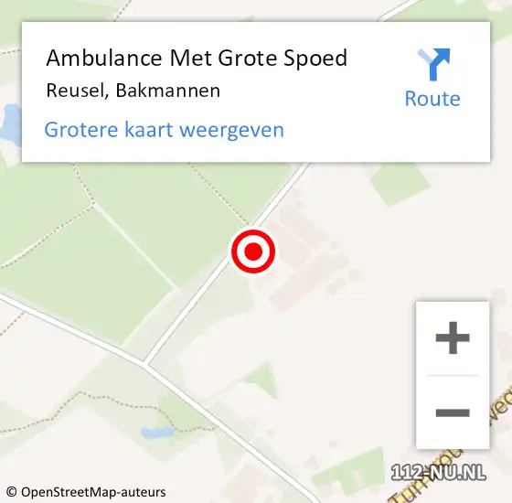 Locatie op kaart van de 112 melding: Ambulance Met Grote Spoed Naar Reusel, Bakmannen op 16 september 2015 08:20