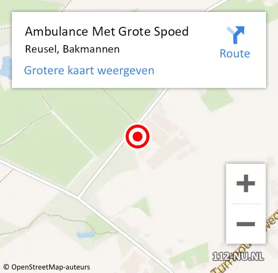 Locatie op kaart van de 112 melding: Ambulance Met Grote Spoed Naar Reusel, Bakmannen op 16 september 2015 08:21