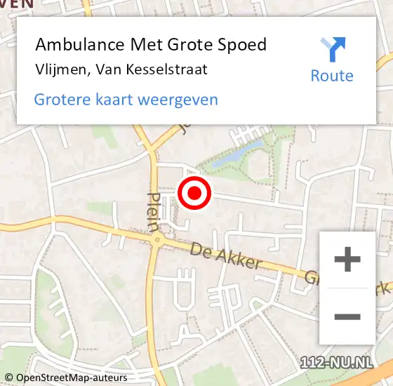 Locatie op kaart van de 112 melding: Ambulance Met Grote Spoed Naar Vlijmen, Van Kesselstraat op 16 september 2015 08:34