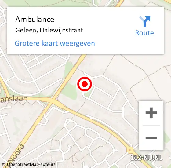 Locatie op kaart van de 112 melding: Ambulance Geleen, Halewijnstraat op 6 september 2013 11:13