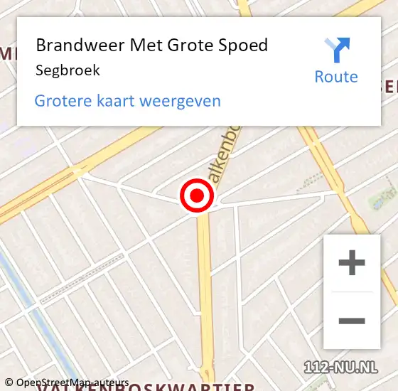 Locatie op kaart van de 112 melding: Brandweer Met Grote Spoed Naar Segbroek op 16 september 2015 09:24