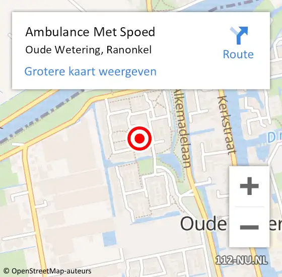 Locatie op kaart van de 112 melding: Ambulance Met Spoed Naar Oude Wetering, Ranonkel op 16 september 2015 09:26