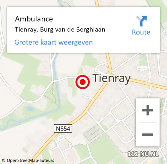 Locatie op kaart van de 112 melding: Ambulance Tienray, Burg van de Berghlaan op 16 september 2015 09:27