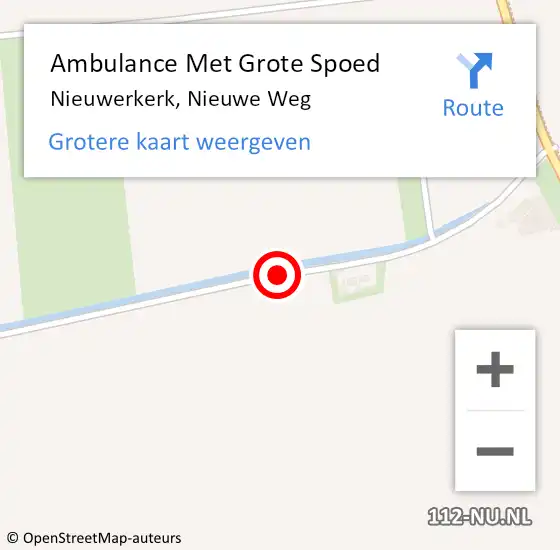 Locatie op kaart van de 112 melding: Ambulance Met Grote Spoed Naar Nieuwerkerk, Nieuwe Weg op 16 september 2015 09:29