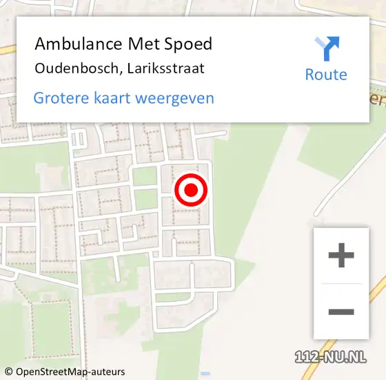 Locatie op kaart van de 112 melding: Ambulance Met Spoed Naar Oudenbosch, Lariksstraat op 20 november 2013 16:25