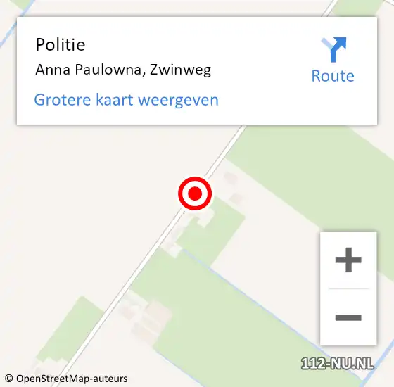 Locatie op kaart van de 112 melding: Politie Anna Paulowna, Zwinweg op 16 september 2015 09:57