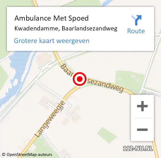 Locatie op kaart van de 112 melding: Ambulance Met Spoed Naar Kwadendamme, Baarlandsezandweg op 16 september 2015 12:04