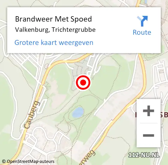 Locatie op kaart van de 112 melding: Brandweer Met Spoed Naar Valkenburg, Trichtergrubbe op 16 september 2015 12:13