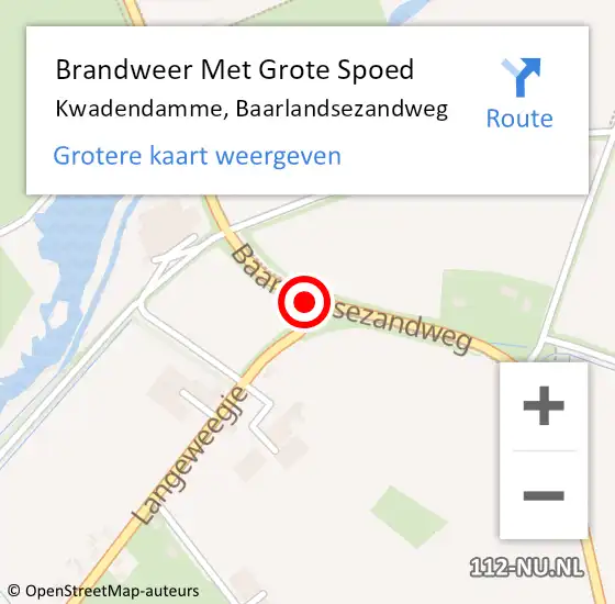 Locatie op kaart van de 112 melding: Brandweer Met Grote Spoed Naar Kwadendamme, Baarlandsezandweg op 16 september 2015 12:18