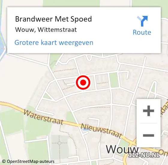 Locatie op kaart van de 112 melding: Brandweer Met Spoed Naar Wouw, Wittemstraat op 20 november 2013 16:52