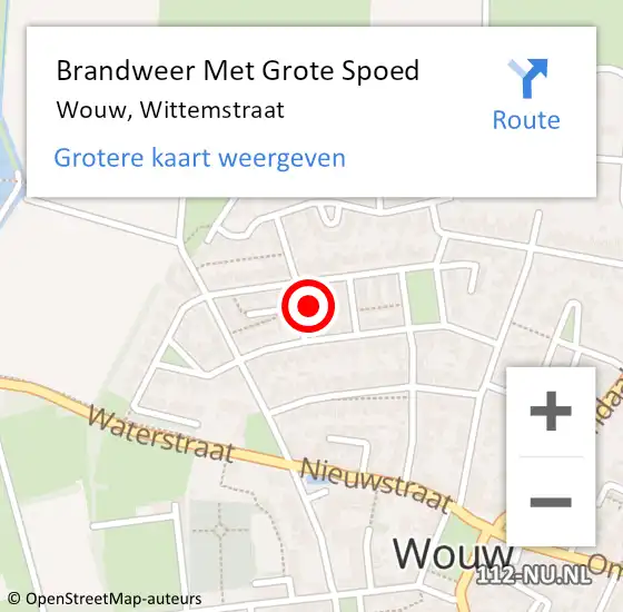 Locatie op kaart van de 112 melding: Brandweer Met Grote Spoed Naar Wouw, Wittemstraat op 20 november 2013 16:55