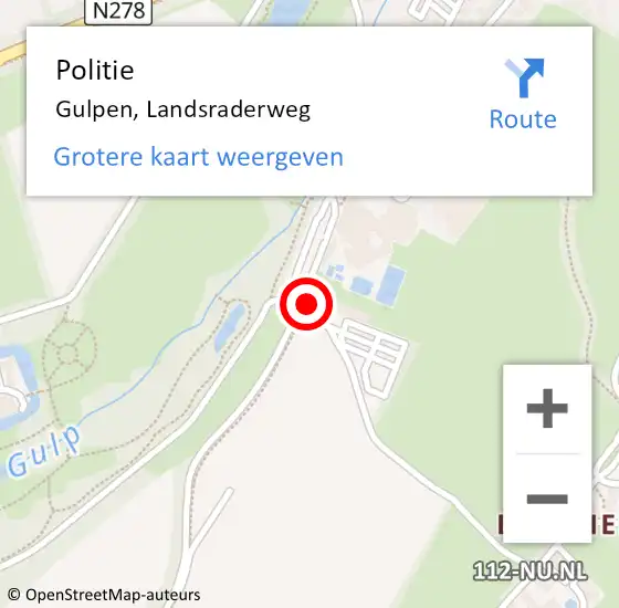 Locatie op kaart van de 112 melding: Politie Gulpen, Landsraderweg op 16 september 2015 16:07