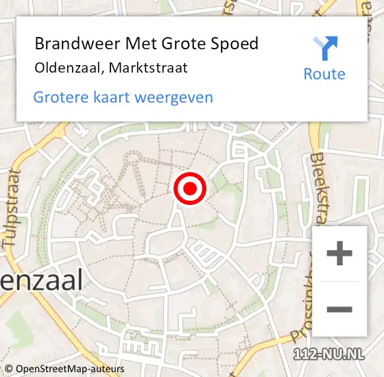 Locatie op kaart van de 112 melding: Brandweer Met Grote Spoed Naar Oldenzaal, Marktstraat op 16 september 2015 16:41