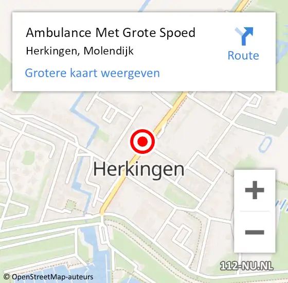 Locatie op kaart van de 112 melding: Ambulance Met Grote Spoed Naar Herkingen, Molendijk op 20 november 2013 17:22