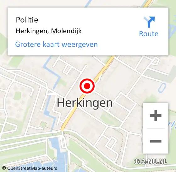 Locatie op kaart van de 112 melding: Politie Herkingen, Molendijk op 20 november 2013 17:23