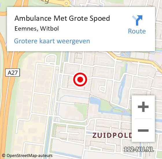 Locatie op kaart van de 112 melding: Ambulance Met Grote Spoed Naar Eemnes, Witbol op 20 november 2013 17:28