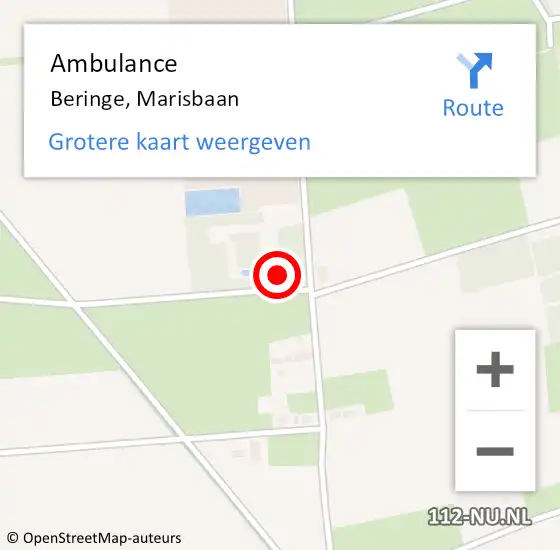 Locatie op kaart van de 112 melding: Ambulance Beringe, Marisbaan op 16 september 2015 19:12