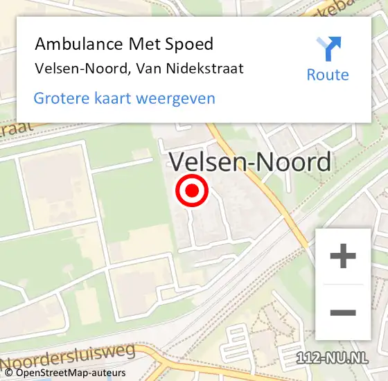 Locatie op kaart van de 112 melding: Ambulance Met Spoed Naar Velsen-Noord, Van Nidekstraat op 16 september 2015 19:43